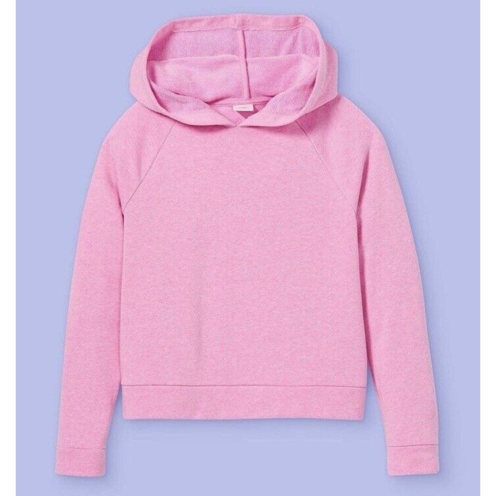More Than Magic Pink Girls' French Terry Hoodie Pullover Raglan Sleeves S  6